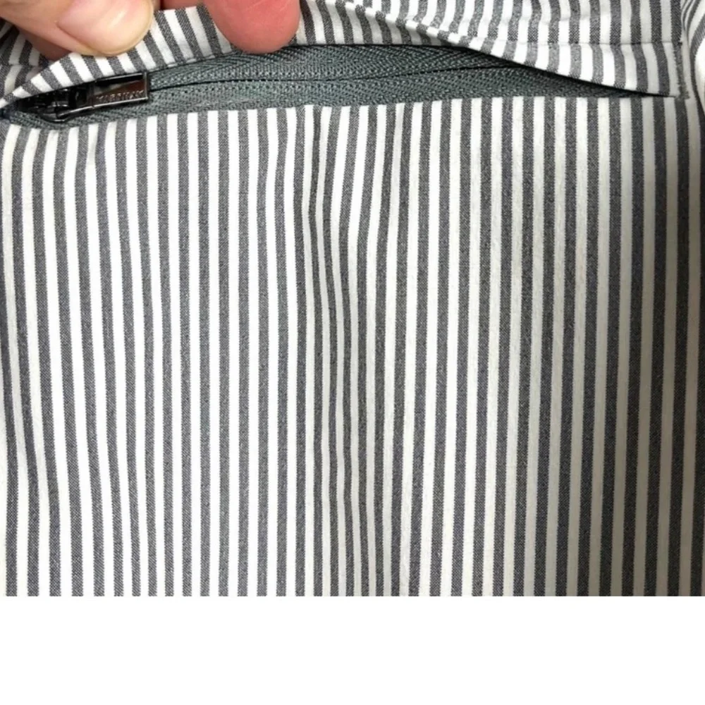 Athleta Brooklyn Textured Ankle Pant Gray and White Stripe Size 4 - Picture 8 of 10